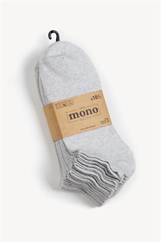 Mono Socks - 10lu Recycle Pamuk Patik Çorap - Gri