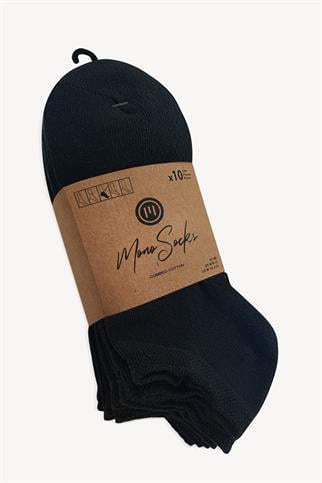 Mono Socks - 10lu Recycle Pamuk Patik Çorap - Siyah