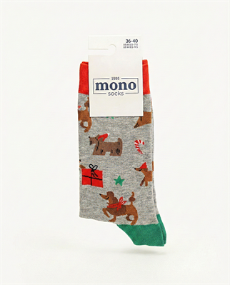 Mono Socks - 1Li Köpek Desenli Christmas Çorap