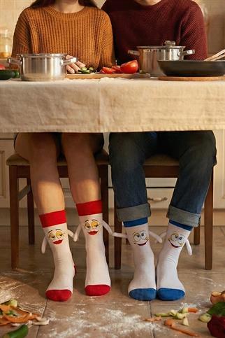 Mono Socks - 2li Elele Tutuşan Mıknatıslı Sevgili Çift Çorap