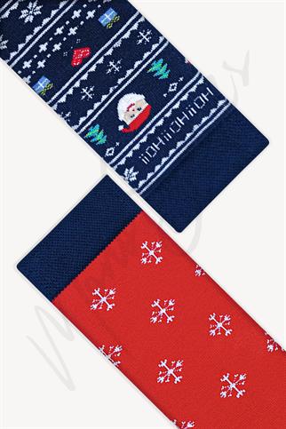 Mono Socks - 2li Kutulu Kalın Kışlık Kurabiye Hohoho Desenli Çorap