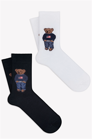 Mono Socks - 2li Teddy Bear Pamuklu Çorap