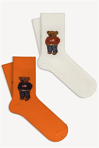 Mono Socks - 2li Teddy Bear Pamuklu Çorap
