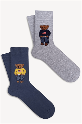 Mono Socks - 2li Teddy Bear Pamuklu Çorap