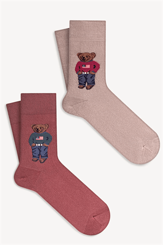Mono Socks - 2li Teddy Bear Pamuklu Çorap