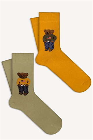 Mono Socks - 2li Teddy Bear Pamuklu Çorap