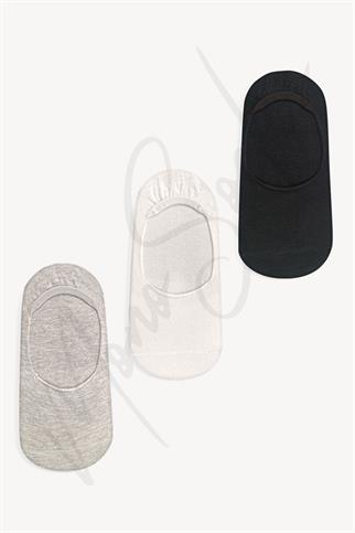 Mono Socks - 3lü Silikonlu Pamuklu Babet Çorap