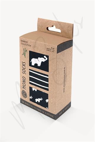 Mono Socks - 3lü Fil Desenli Lastiksiz Bambu Çorap