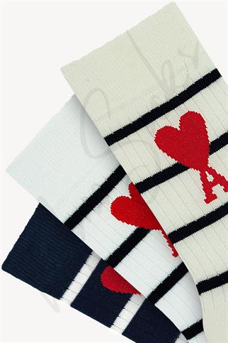 Mono Socks - 3lü Kalp A harfli Desenli Sevgililer Günü Özel Çorabı