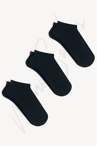 Mono Socks - 3lü Kırmızı Çentikli Dikişsiz Premium Pamuklu Patik Çorap