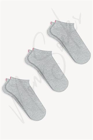 Mono Socks - 3lü Kırmızı Çentikli Dikişsiz Premium Pamuklu Patik Çorap
