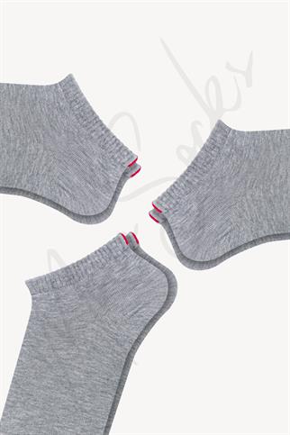 Mono Socks - 3lü Kırmızı Çentikli Dikişsiz Premium Pamuklu Patik Çorap