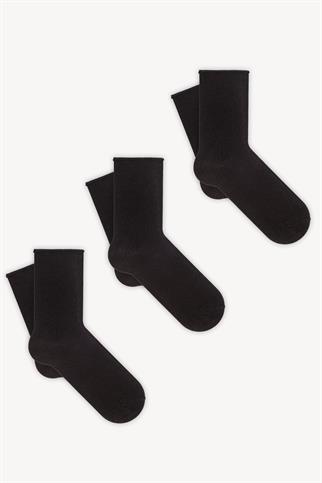 Mono Socks - 3lü Lastiksiz Siyah Bambu Soket Çorap
