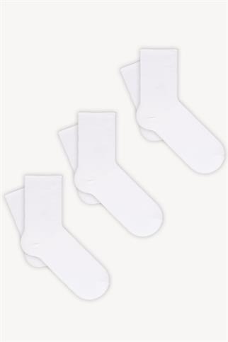 Mono Socks - 3lü Lastiksiz Bambu Beyaz Soket Çorap