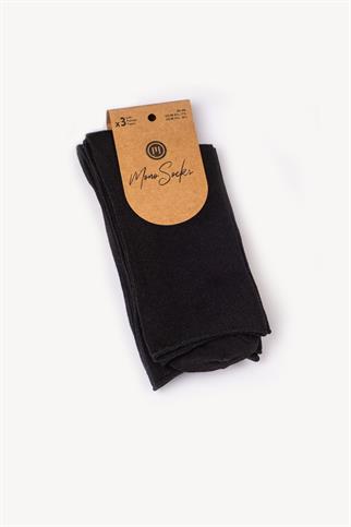 Mono Socks - 3lü Lastiksiz Siyah Bambu Soket Çorap