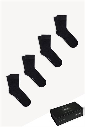Mono Socks - 4lü Premium Kutulu Dikişsiz Düz Bamboo Antrasit Soket Çorap