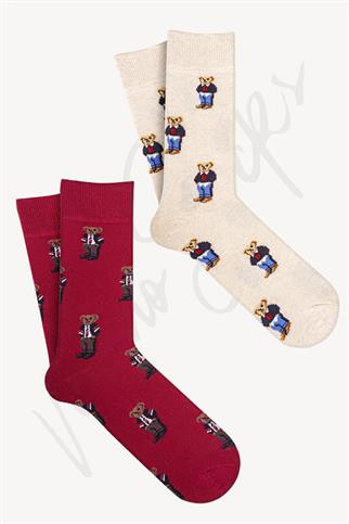 Mono Socks - 4lü Çoklu Teddy Bear Pamuklu Çorap