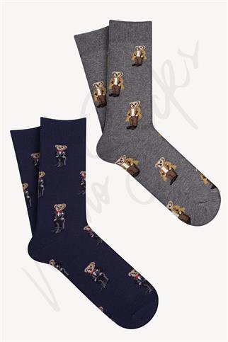 Mono Socks - 4lü Çoklu Teddy Bear Pamuklu Çorap