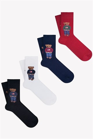 Mono Socks - 4lü Teddy Bear Pamuklu Çorap