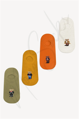 Mono Socks - 4lü Teddy Bear Görünmez Dikişsiz Sneaker Pamuklu Çorap