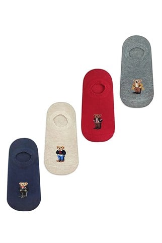 Mono Socks - 4lü Teddy Bear Görünmez Dikişsiz Sneaker Pamuklu Çorap