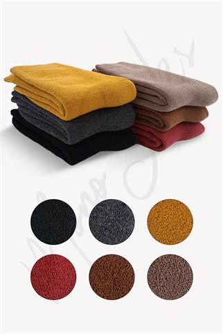 Mono Socks - 6lı Pamuklu Kalın Kışlık Renkli Havlu Çorap