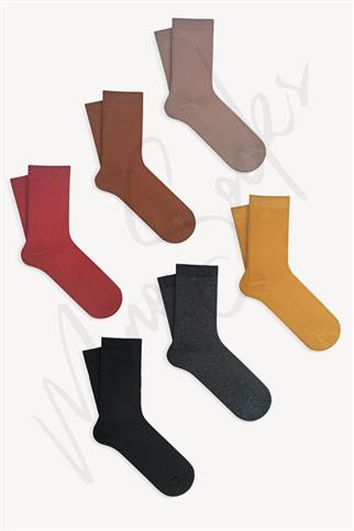 Mono Socks - 6lı Pamuklu Kalın Kışlık Renkli Havlu Çorap