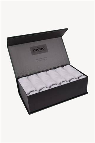 Mono Socks - 6lı Premium Kutulu Dikişsiz Düz Bambu Patik Çorap Beyaz