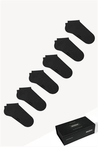 Mono Socks - 6lı Premium Kutulu Dikişsiz Düz Bambu Patik Çorap Antrasit