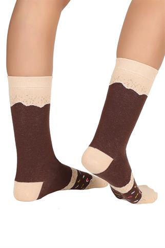 Mono Socks - Tekli Brown Sprinkles Pamuklu Donut Çorap