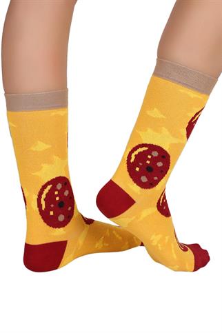 Mono Socks - Tekli Chicago Pizza Pamuklu Çorap
