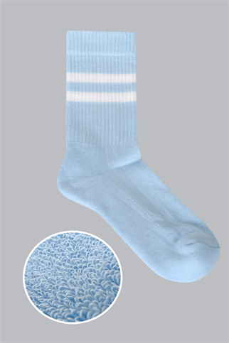 Mono Socks - 3lü Çizgili Taban Altı Havlu Fitilli Tenis Çorabı