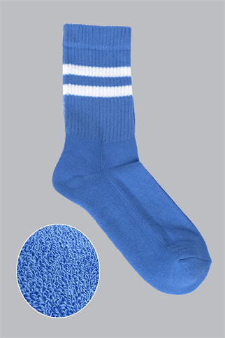 Mono Socks - 3lü Çizgili Taban Altı Havlu Fitilli Tenis Çorabı