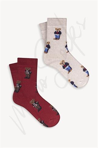 Mono Socks - 4lü Çocuk Çoklu Teddy Bear Pamuklu Çorap