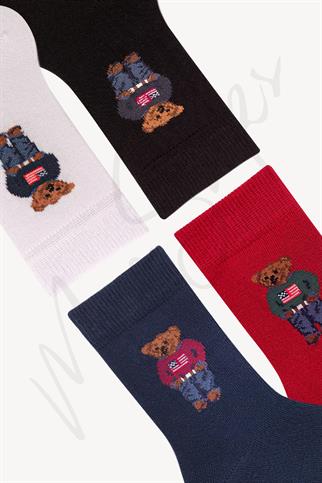 Mono Socks - 4lü Çocuk Teddy Bear Pamuklu Çorap
