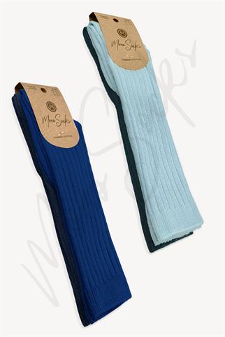 Mono Socks - 4lü Çocuk Kabartmalı Diz Altı Çorap - Mavi