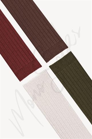 Mono Socks - 4lü Çocuk Kabartmalı Diz Altı Çorap - Kahverengi