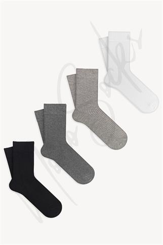 Mono Socks - 4lü Fitilli Basic Pamuklu Soket Çorap
