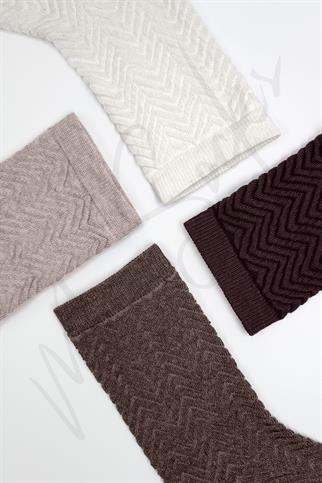 Mono Socks - 4lü Kutulu Zikzak Desenli Kadın Soket Çorap