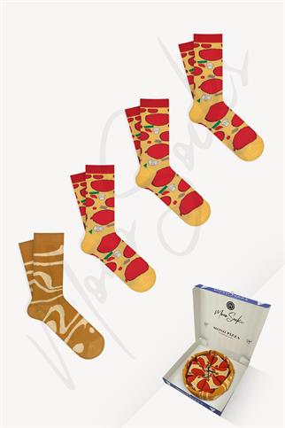 Mono Socks - 4lü New York Pizza Pamuklu Çorap