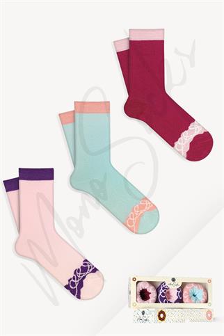 Mono Socks - 3lü Nuty Chocolate Series Pamuklu Donut Çorap