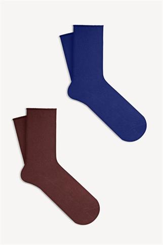 Mono Socks - 2li Lastiksiz Pamuklu Soket Çorap