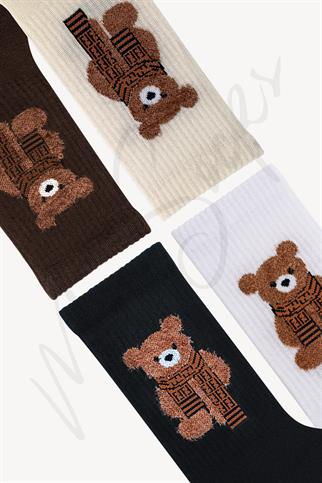 Mono Socks - 4lü Peluş Teddy Bear Tenis Çorap