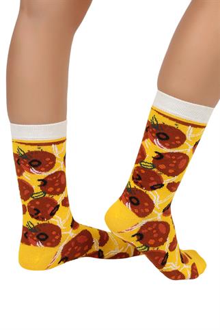 Mono Socks - Tekli Pepperoni Pizza Pamuklu Çorap