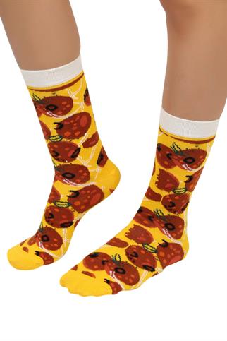 Mono Socks - Tekli Pepperoni Pizza Pamuklu Çorap