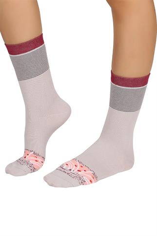 Mono Socks - Tekli Pink Caramel Pamuklu Donut Çorap