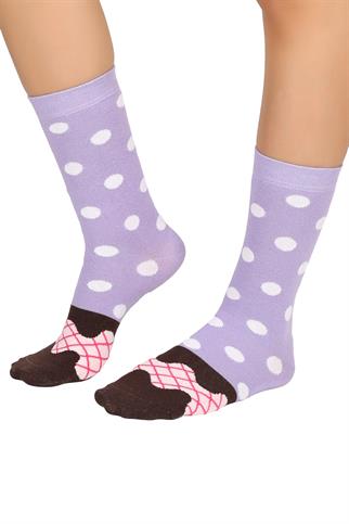 Mono Socks - Tekli Pink Cinnamon Pamuklu Donut Çorap
