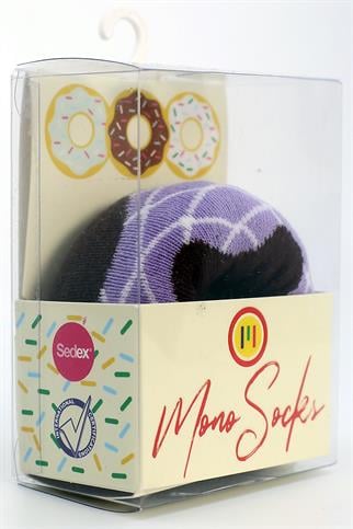 Mono Socks - Tekli Purple Cinnamon Pamuklu Donut Çorap