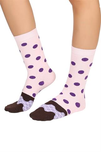 Mono Socks - Tekli Purple Cinnamon Pamuklu Donut Çorap