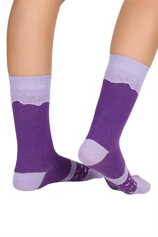 Mono Socks - Tekli Purple Sprinkles Pamuklu Donut Çorap